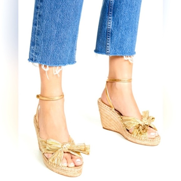 Loeffler Randall Charley Pleated Knot wedge bow top Espadrille 11.5 - Picture 1 of 12